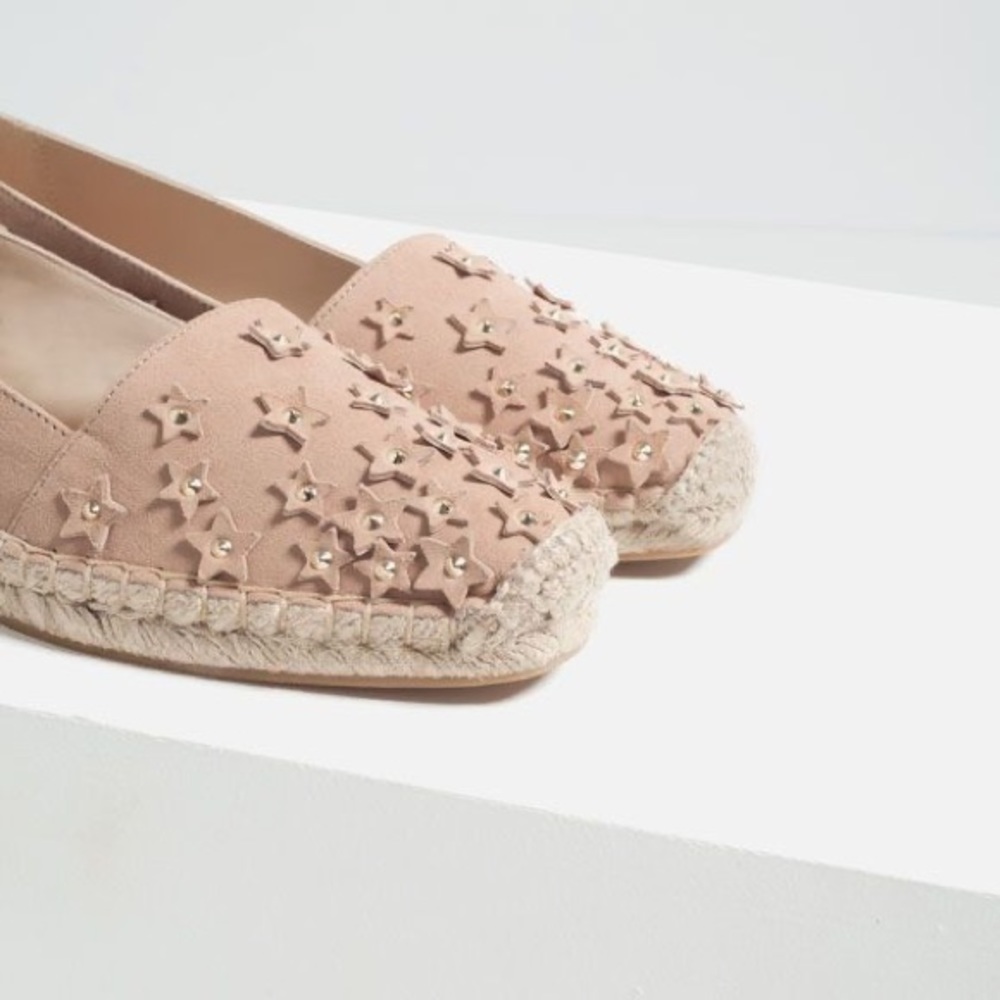 Zara suede pink espadrilles with stars | Size 38